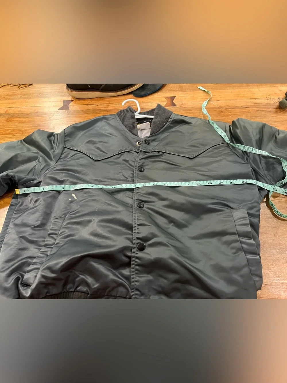 Men's Dark Green Satin Bomber Jacket with Ribbed Trim